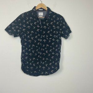 Swallow Birds Short Sleeve Slim Fit Button Up Med